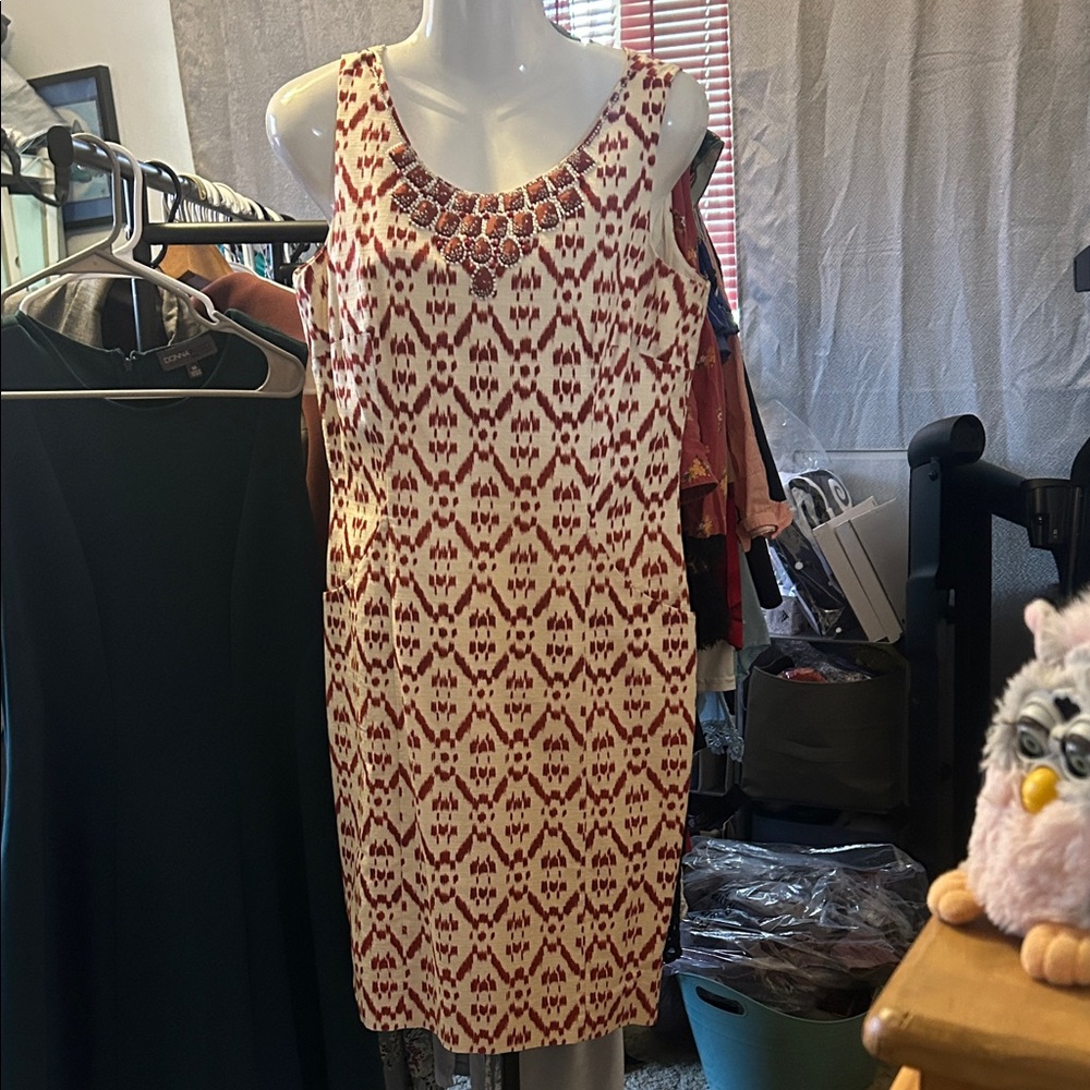 Gorgeous Antonio Melani Sleeveless Dress - Red and Cream W Pockets!